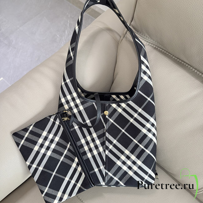 BURBERRY | Small Check Twill Shoulder Bag In Black - 1