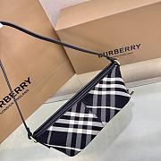 BURBERRY | Mini Check Shoulder Bag in Cotton Twill Black - 1