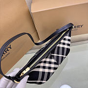 BURBERRY | Mini Check Shoulder Bag in Cotton Twill Black - 6