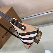 BURBERRY | Mini Check Shoulder Bag in Cotton Twill Beige - 6