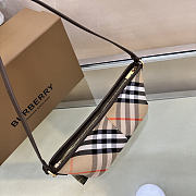 BURBERRY | Mini Check Shoulder Bag in Cotton Twill Beige - 5