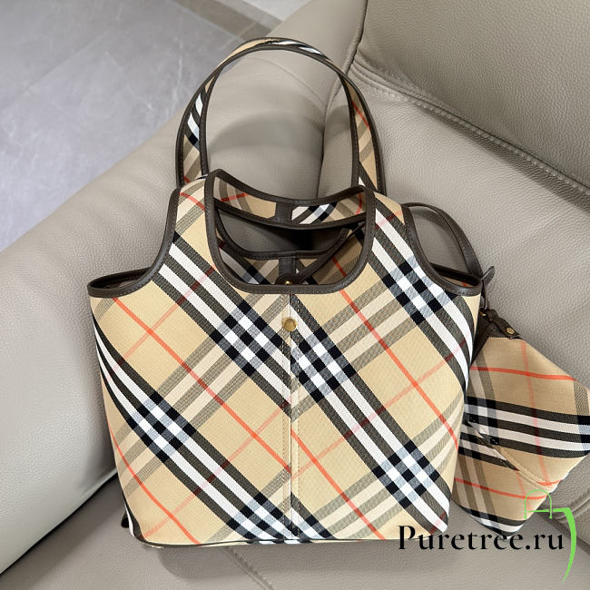 BURBERRY | Check Tote Bag In Beige - 1