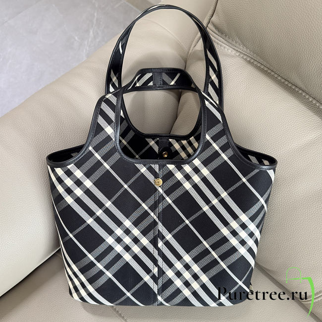 BURBERRY | Check Tote Bag In Black - 1