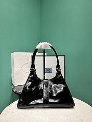 PRADA | Glossy Calfskin Medium Tote Bag Black  - 6