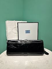 PRADA | Glossy Calfskin Medium Tote Bag Black  - 4