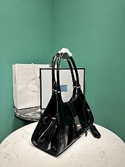 PRADA | Glossy Calfskin Medium Tote Bag Black  - 2