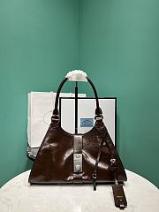 PRADA | Glossy Calfskin Medium Tote Bag Brown - 1