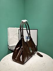 PRADA | Glossy Calfskin Medium Tote Bag Brown - 6