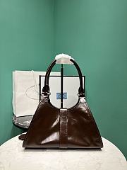 PRADA | Glossy Calfskin Medium Tote Bag Brown - 5