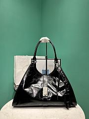 PRADA | Glossy Calfskin Large Tote Bag Black - 1