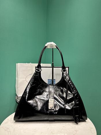 PRADA | Glossy Calfskin Large Tote Bag Black