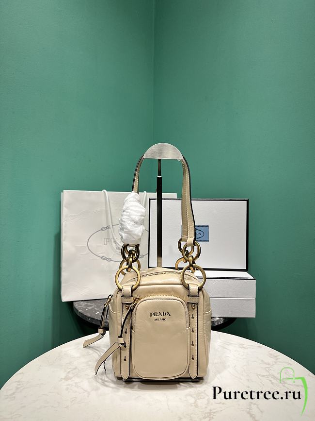 PRADA | Soft calfskin mini slouchy shoulder bag beige - 1