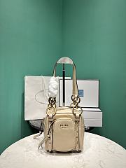 PRADA | Soft calfskin mini slouchy shoulder bag beige - 1