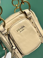 PRADA | Soft calfskin mini slouchy shoulder bag beige - 3