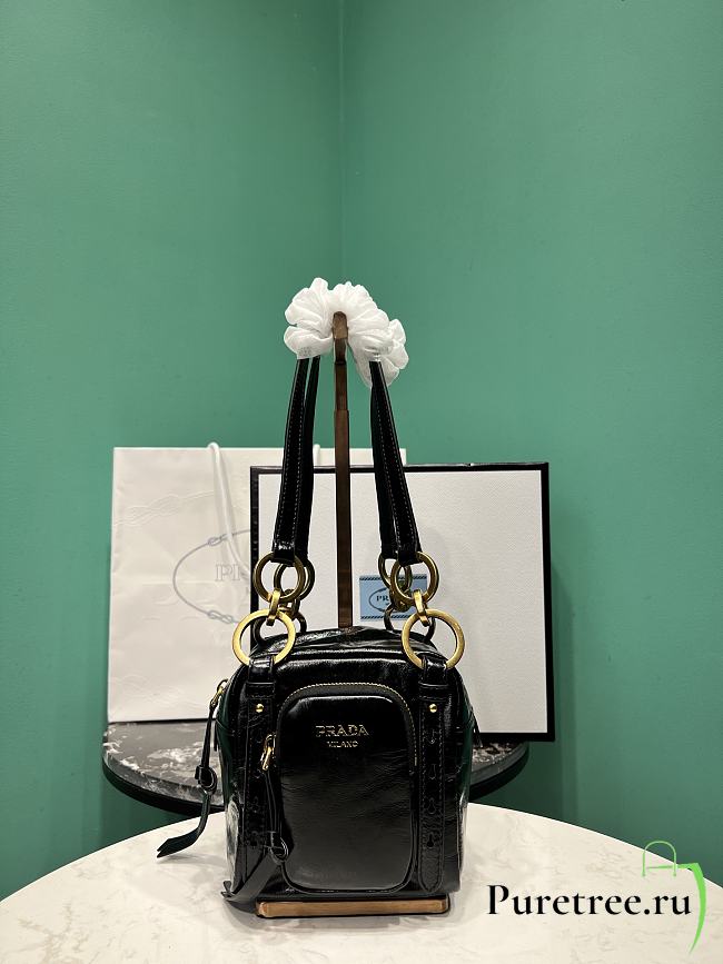 PRADA | Soft calfskin mini slouchy shoulder bag black - 1