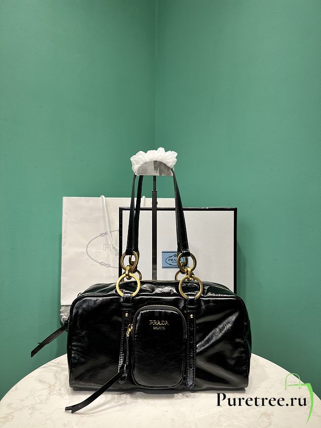 PRADA | Soft calfskin large slouchy shoulder bag black - 1