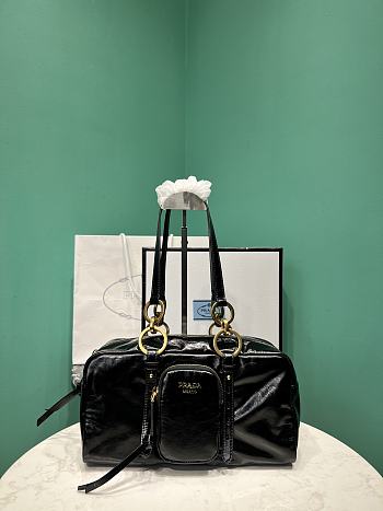 PRADA | Soft calfskin large slouchy shoulder bag black