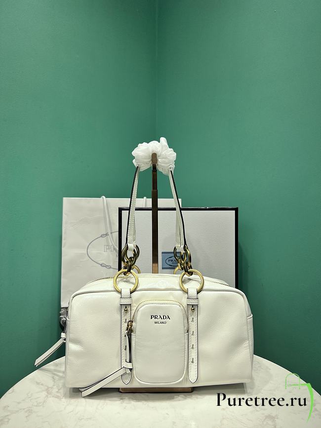 PRADA | Soft calfskin large slouchy shoulder bag white - 1