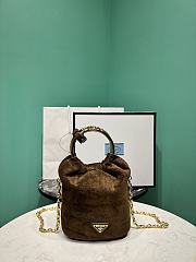 PRADA | Signature Mini Top Handle Bag In Suede Brown - 1