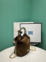 PRADA | Signature Mini Top Handle Bag In Suede Brown - 6