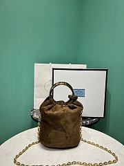 PRADA | Signature Mini Top Handle Bag In Suede Brown - 4