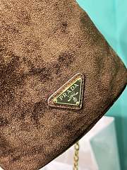 PRADA | Signature Mini Top Handle Bag In Suede Brown - 3