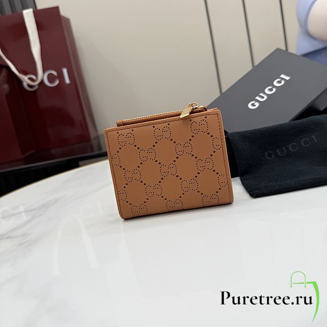 GUCCI | Small Perforated GG Wallet In Brown - 1