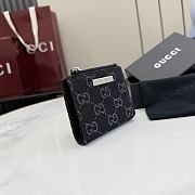 GUCCI | Small wallet with Gucci plaque black GG denim - 5