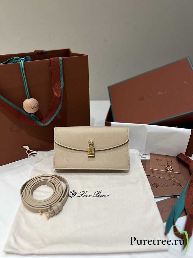 LORO PIANA | Extra Pochette Calfskin In Light Mastic - 1