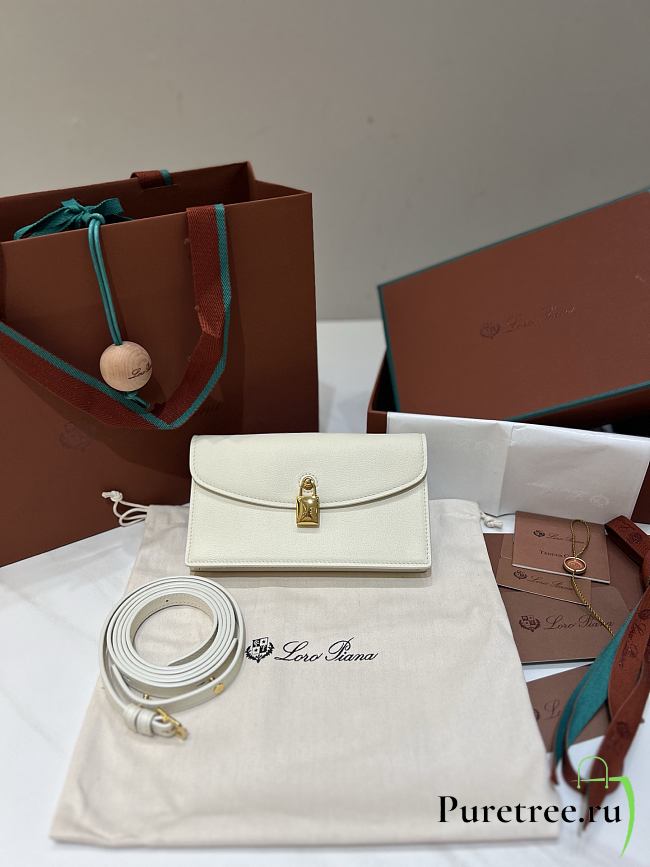 LORO PIANA | Extra Pochette Calfskin In Whisper White - 1