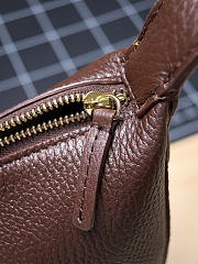 CHANEL | Top Handle Hobo Bag Dark Brown Grained Calfskin Gold Hardware - 4