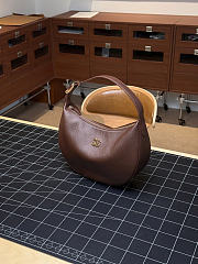 CHANEL | Top Handle Hobo Bag Dark Brown Grained Calfskin Gold Hardware - 3