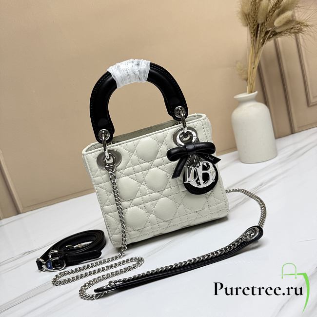 DIOR | Mini Lady Dior Bag with Chain caning in slatted and black - 1