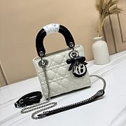 DIOR | Mini Lady Dior Bag with Chain caning in slatted and black - 1