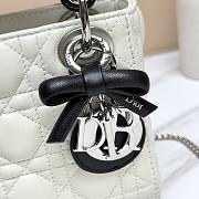 DIOR | Mini Lady Dior Bag with Chain caning in slatted and black - 6