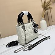 DIOR | Mini Lady Dior Bag with Chain caning in slatted and black - 4