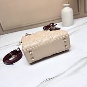 DIOR | Mini Lady Dior Bag with Chain beige and burgundy  - 6