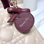 DIOR | Mini Lady Dior Bag with Chain beige and burgundy  - 4