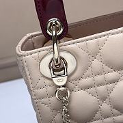 DIOR | Mini Lady Dior Bag with Chain beige and burgundy  - 2