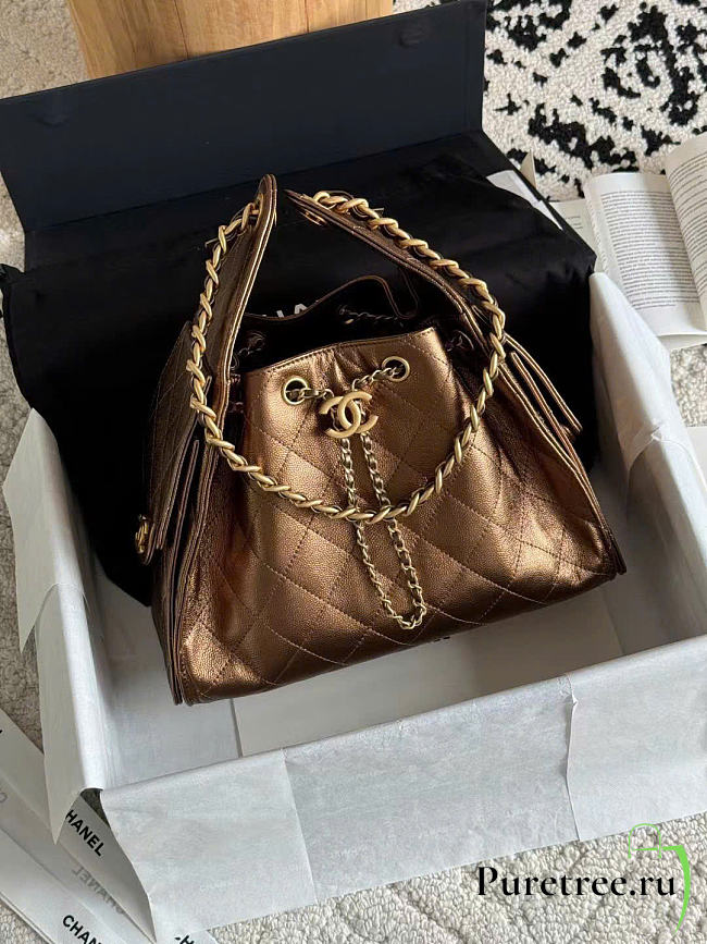 CHANEL |25 Small Metallic Bronze Caviar Quilted Bag - 1