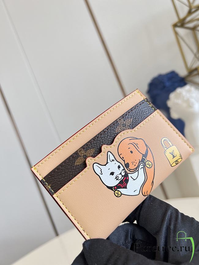 LOUIS VUITTON | Bosch Card Holder Beige with Monogram Pets pattern - 1