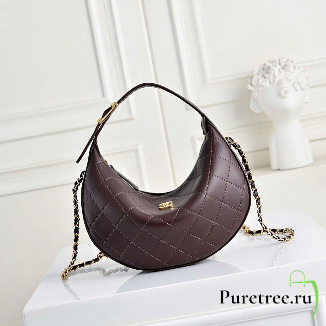 CHANEL | Clutch bag with chain Lambskin & gold-effect metal brown - 1