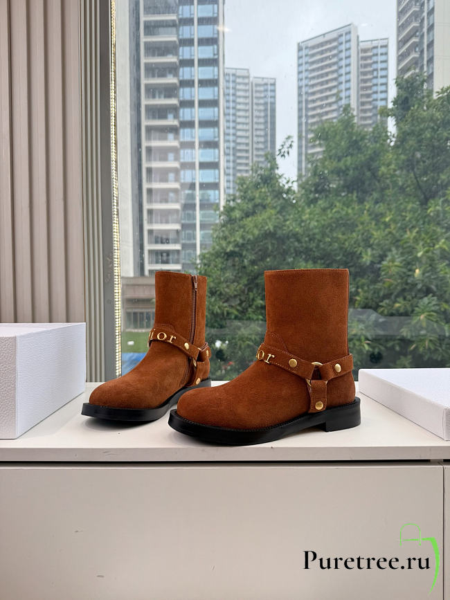 DIOR | Bolt Ankle Boot In Suede Brown - 1
