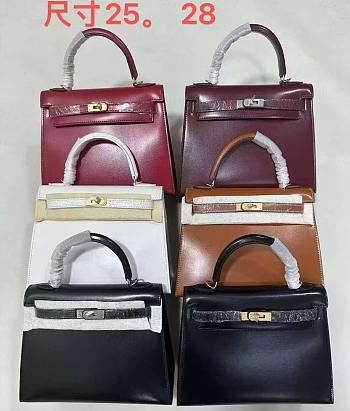 SALE | Hermes Kelly Box Leather Burgundy Size 28 cm