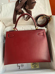 SALE | Hermes Kelly Box Leather Burgundy Size 28 cm - 5
