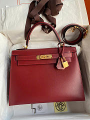 SALE | Hermes Kelly Box Leather Burgundy Size 28 cm - 3