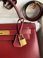 SALE | Hermes Kelly Box Leather Burgundy Size 28 cm - 2