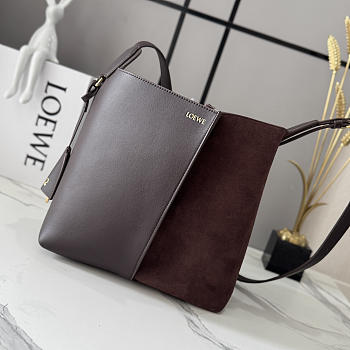 LOEWE | Medium Bilbao Chestnut Leather & Suede Bucket Bag Brown