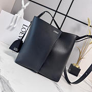LOEWE | Medium Bilbao Chestnut Leather Bucket Bag Black - 1