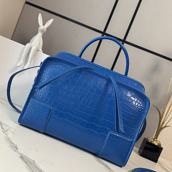 LOEWE | Large Amazona 180 in blue crocodile-embossed leather